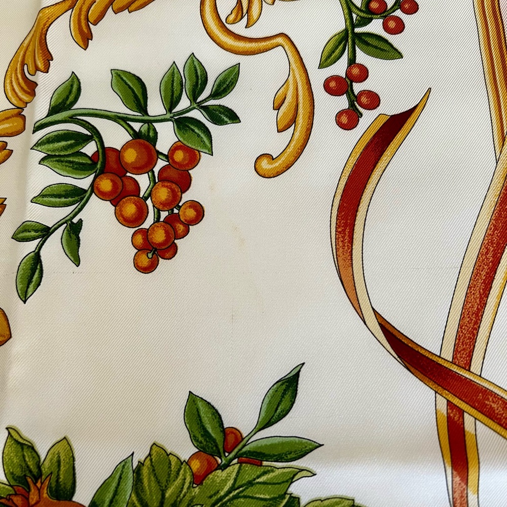 Salvatore Ferragamo Silk Scarf in Cream, Gold, Blue, Green, Brown - Picture 14 of 16